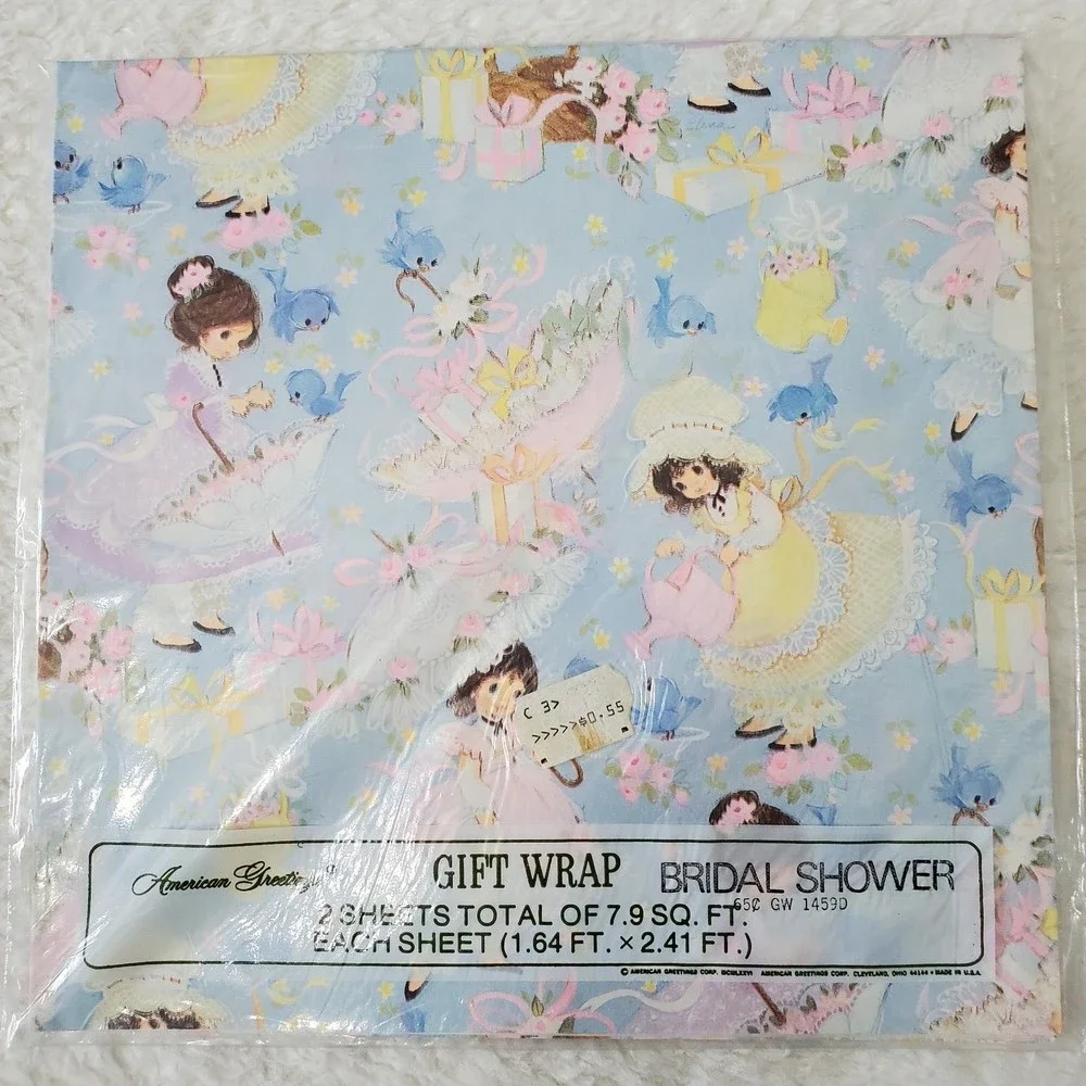 Vintage Gift Wrap Wrapping Paper American Greetings Bridal Baby Shower Lot Of 11